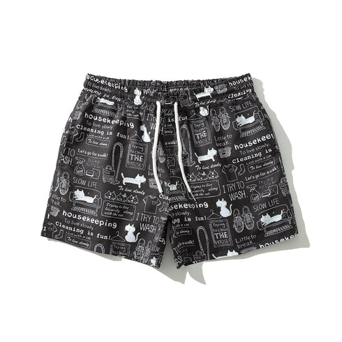 Men's Quick Drying Cartoon Printed Beach Shorts